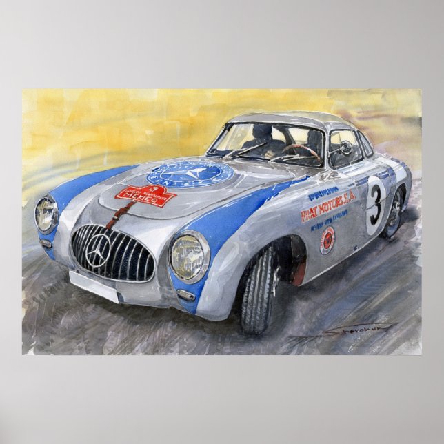 Mercedes Benz 300 SL 1952 Carrera Panamericana Mex Poster (Vorne)