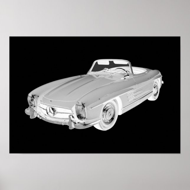 Mercedes Benz 300 SL Convertible Car Art Poster (Vorne)