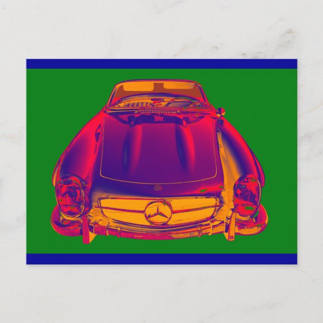 Mercedes Benz 300 SL Convertible Pop Art Postkarte (Vorderseite)