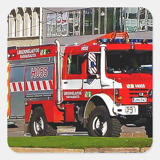 Mercedes-Benz Unimog U4000 LKW Quadratischer Aufkleber (Vorderseite)