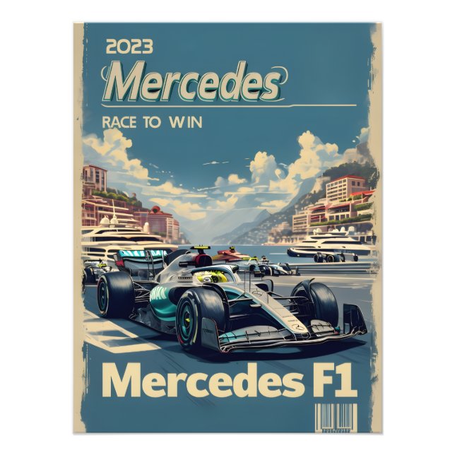 Mercedes F1 Rennposter Fotodruck (Vorne)
