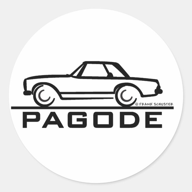 Mercedes SL-Pagode mit Skript Runder Aufkleber (Vorderseite)