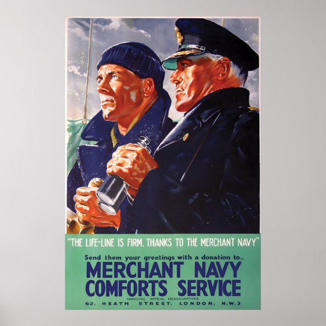 Merchant Navy Comforts Service Poster, Groß Poster (Vorne)