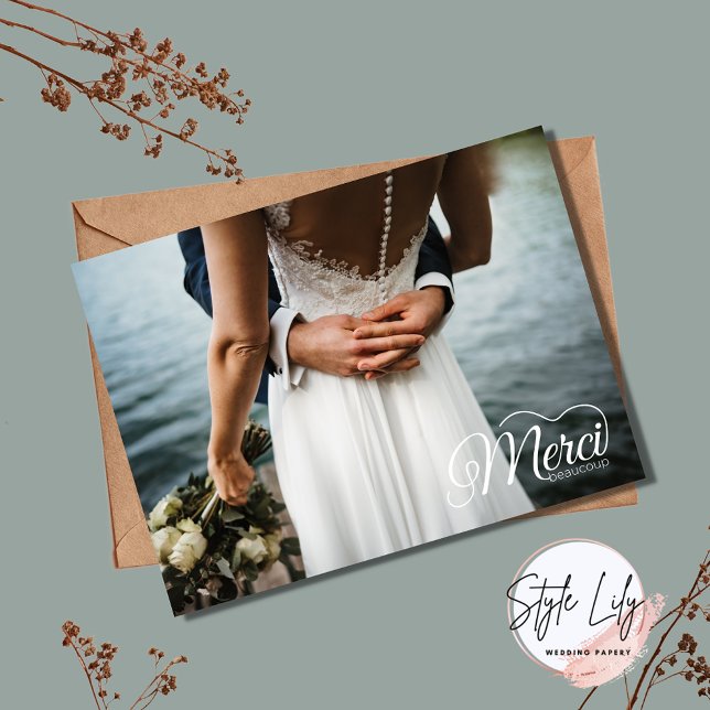 Merci Beacoup Wedding Vielen Dank Postkarte (Von Creator hochgeladen)