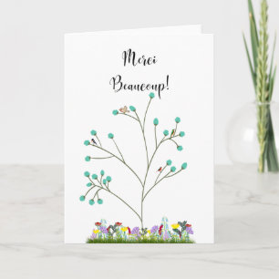 Merci Beaucoup Blossom Tree & Blume Card Dankeskarte