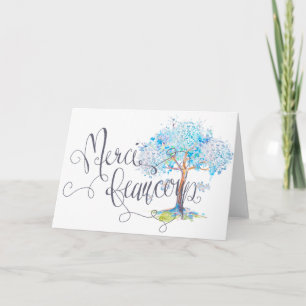 Merci Beaucoup Blue Tree Danke Karte