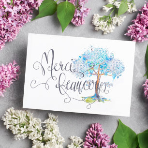Merci Beaucoup Blue Tree Vielen Dank Postkarte