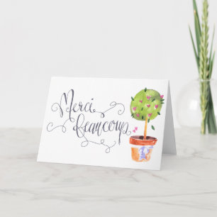 Merci Beaucoup Herztopiar Grußkarte Dankeskarte