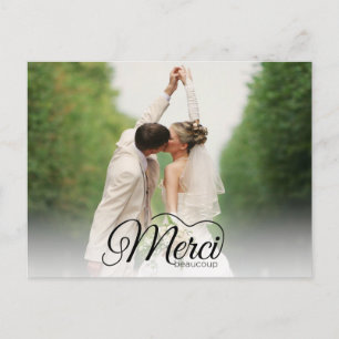Merci Beaucoup Modernes Foto Wedding Vielen Dank Postkarte