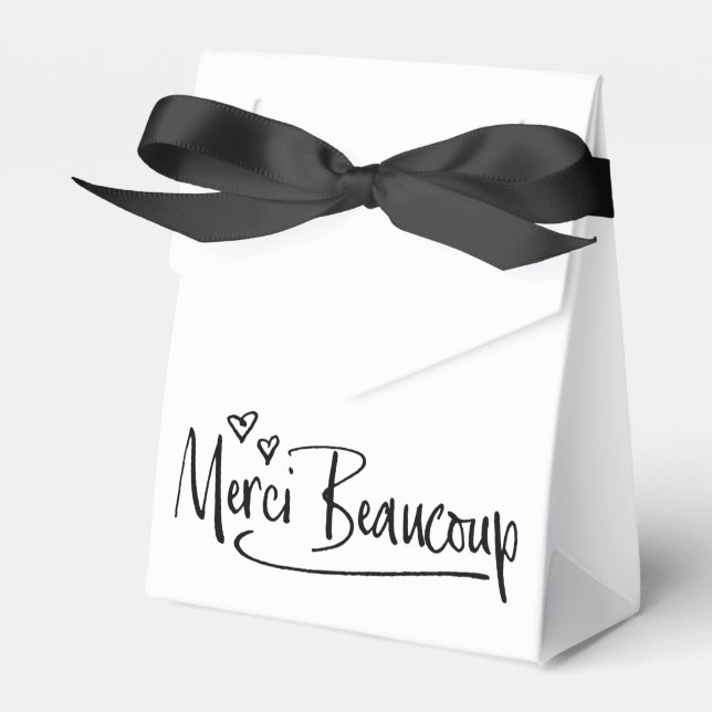 "Merci Beaucoup" Paris Doodle Sketch Baby Dusche Geschenkschachtel (Vorderseite)