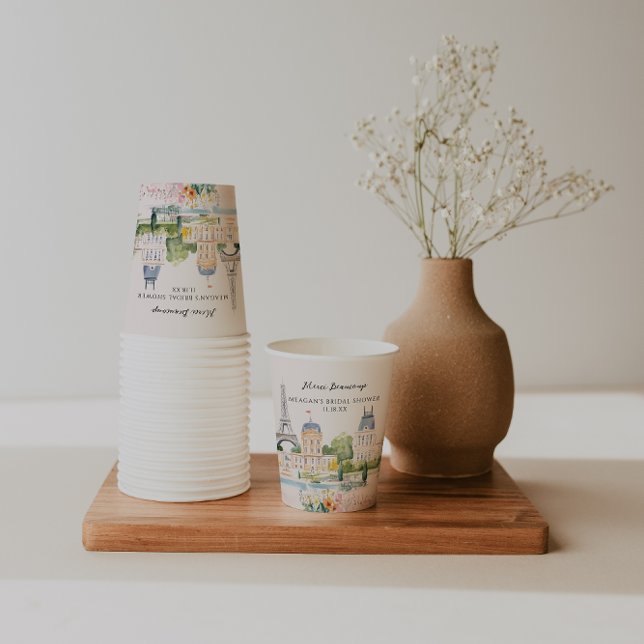 Merci Beaucoup | Parisian Watercolor Garden Pappbecher (Von Creator hochgeladen)