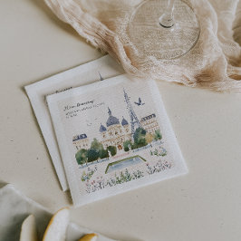 Merci Beaucoup | Parisian Watercolor Garden Serviette