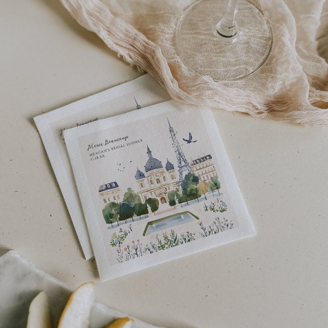 Merci Beaucoup | Parisian Watercolor Garden Serviette (Von Creator hochgeladen)