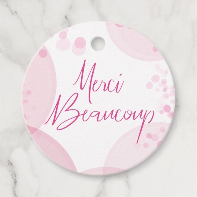 Merci Beaucoup Pink und White Bokeh Vielen Dank Geschenkanhänger (Vorderseite)