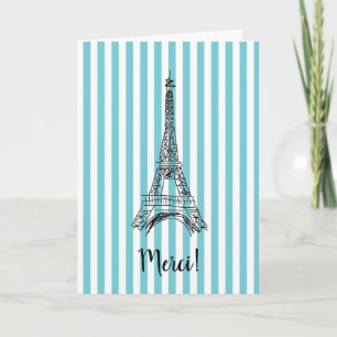Merci Eiffel Tower Turquoise Paris Card Dankeskarte