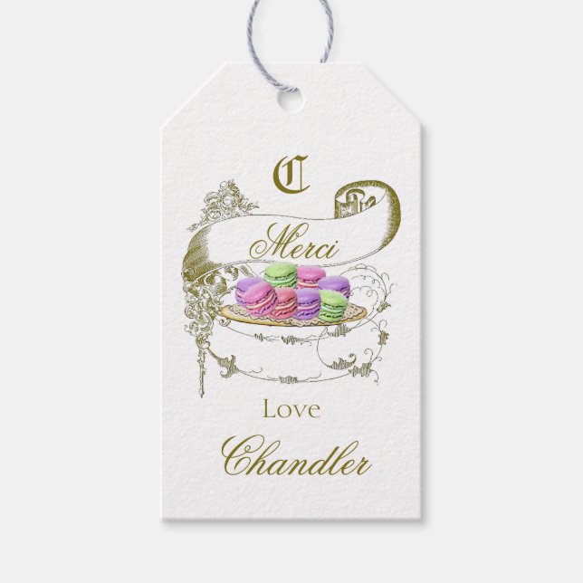 Merci Französisch Inspiriert, danke Geschenkanhänger (Vorderseite)