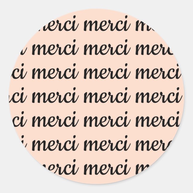 Merci French Danke Retro Pink Black Script Runder Aufkleber (Vorderseite)