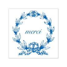 "merci" in Laurel Wreath selbst-färbende Briefmark