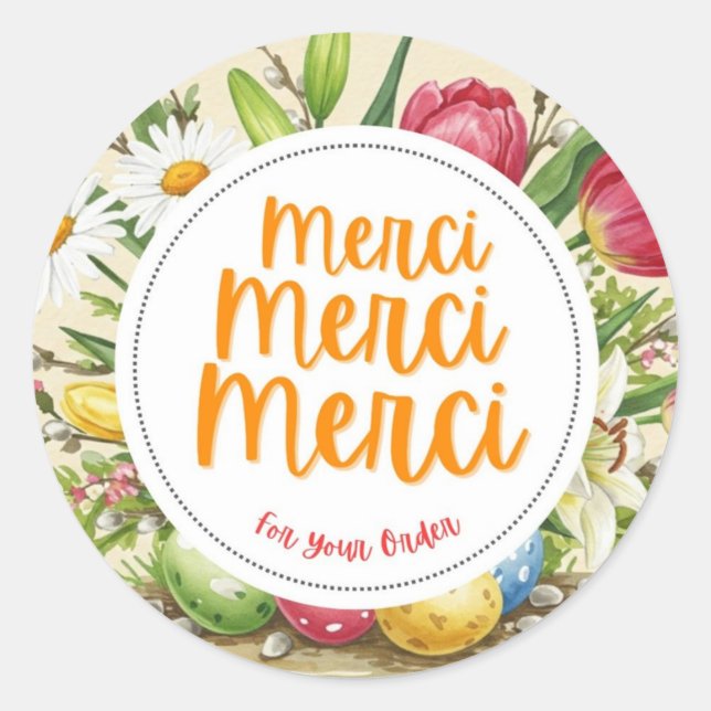 Merci Merci Merci Floral Danke Sticker (Vorderseite)