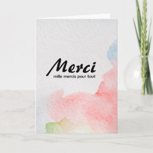 Merci Mille Mercis Watercolor Französischer Dankes Karte