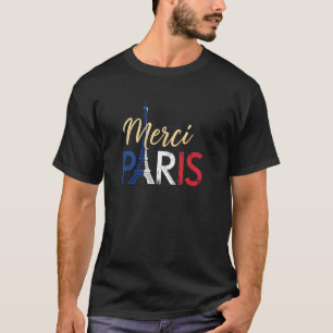 Merci Paris T-Shirt mit Eiffelturm in französische