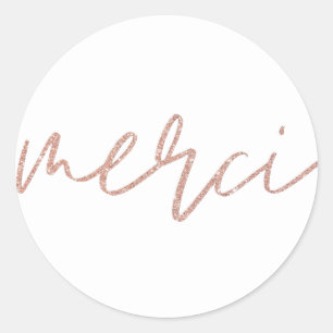 Merci Rose Gold Elegante Vielen Dank Runder Aufkleber