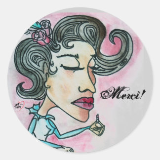 Merci! Sticker_Lady No.6 Runder Aufkleber