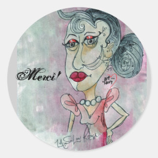 Merci! Sticker_Lady Nr. 3 Runder Aufkleber