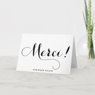 Merci   Whimsical Calligraphy Dankeschön-Karte Dankeskarte