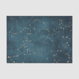 Mercury Blue Konstellation Star Map Perchment Seidenpapier