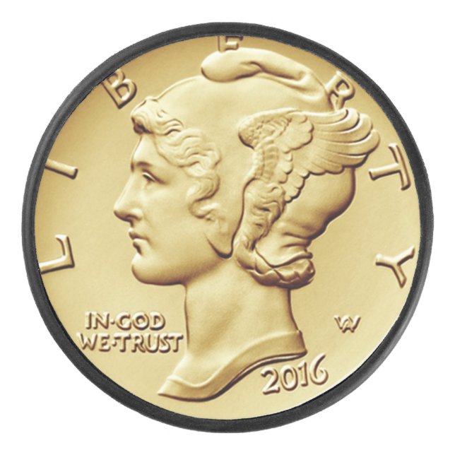 Mercury Dime Centennial Gold Coin Image ~ Eishockey Puck (Vorderseite)