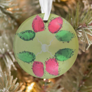 Mercuryglasweihnachtsball Vintag mit Blumen gemalt Ornament