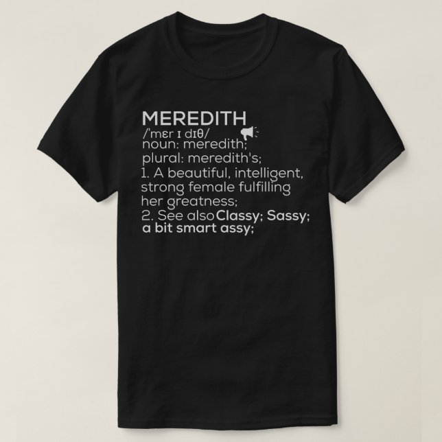 Meredith Name Meredith Definition Meredith Female T-Shirt (Design vorne)