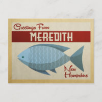 Meredith New Hampshire Blue Fish Vintage Travel
