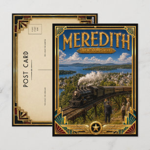 Meredith New Hampshire Vintage Art Deco Golden Age Postkarte
