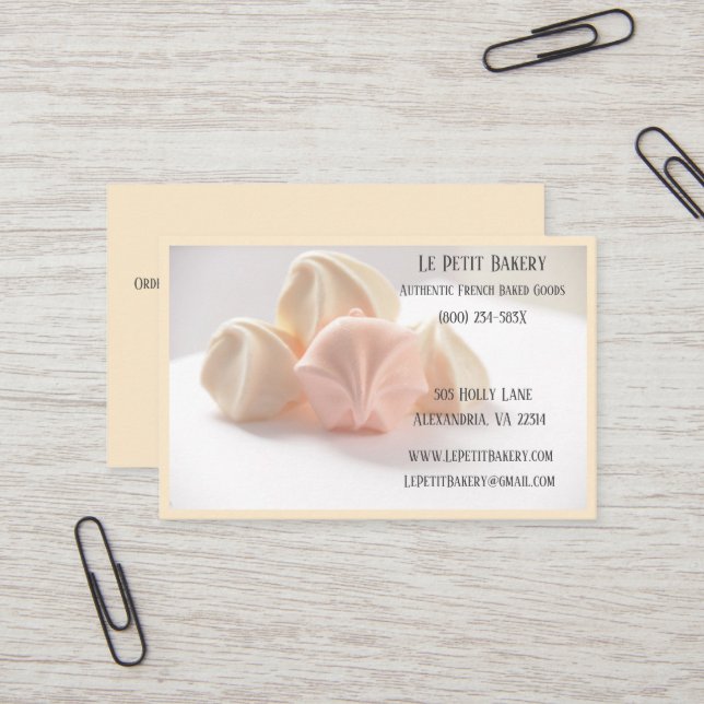 Merengue Bäckerei Bäckerei Konditorei Koch Visitenkarte (Vorderseite/Rückseite Beispiel)