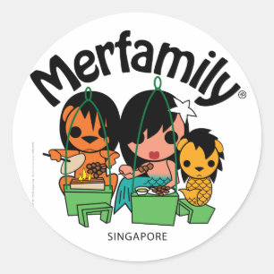 Merfamilie® Singapore Satay Runder Aufkleber