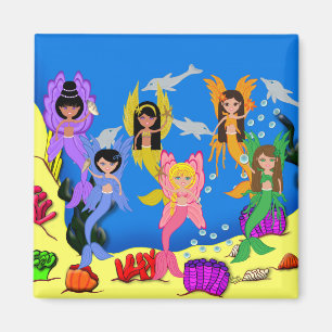 Merfeen im Ozean mit Dolphins Square Magnet