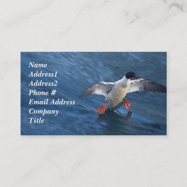 Merganser Duck Business Card Visitenkarte (Vorderseite)