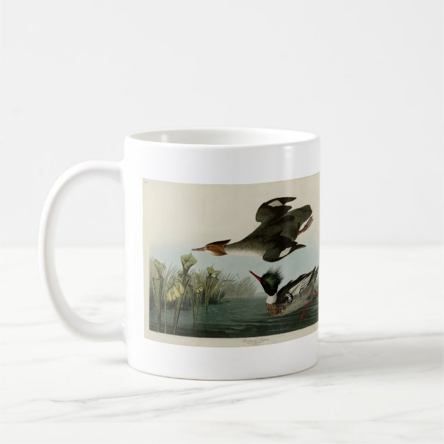 Merganser, Rotbrüste, Audubons Vögel von Amerika Kaffeetasse (Links)