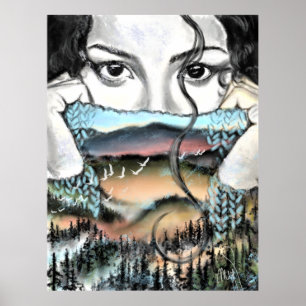 Merge Nature Poster Print Woman Gefühl - Malerei