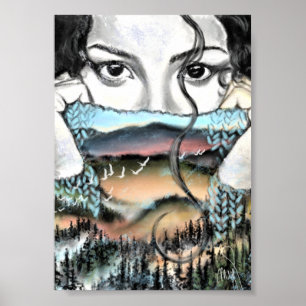 Merge Nature Poster Print Woman Gefühl - Malerei