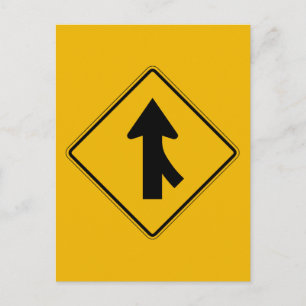 Merge Right, Traffic Warning Sign, USA Postkarte
