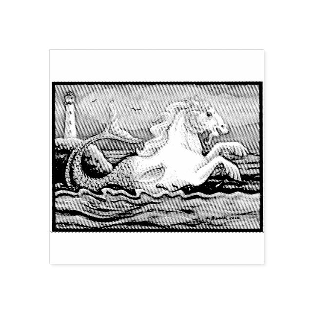 MERHORSE & LIGHT HOUSE FANTASY RUBBER BRIEFMARKE GUMMISTEMPEL (Prägung)