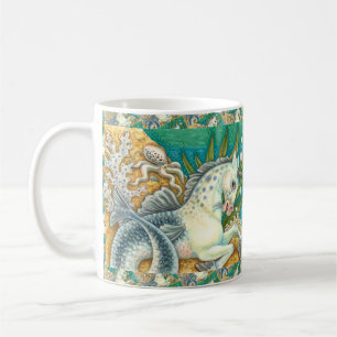 MERHORSE & WHITE OCTOPUS, FANTASY UNICORNHORSE KAFFEETASSE
