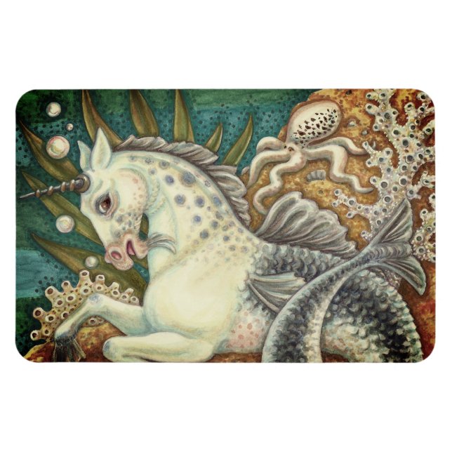 MERHORSE & WHITE OCTOPUS, FANTASY UNICORNHORSE MAGNET (Horizontal)