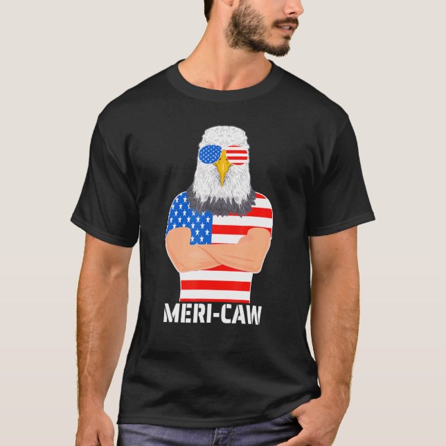 Meri-Caw Cool Bald Adler Patriotic 4. Juli Männer T-Shirt (Vorderseite)