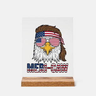 Meri-Caw Patriotischer Adler Vintage Gravur Shirt_ Acrylschild