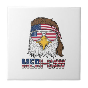 Meri-Caw Patriotischer Adler Vintage Gravur Shirt_ Fliese