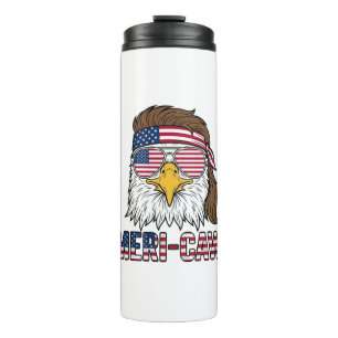 Meri-Caw Patriotischer Adler Vintage Gravur Shirt_ Thermosbecher